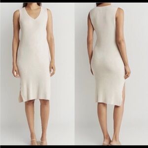 Magaschoni Womens Sleeveless Knit Ribbed‎ V-Neck Midi Sweater Dress Medium NWOT